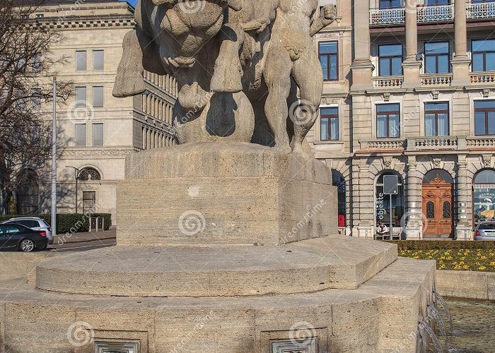 Bürkliplatz Geiserbrunnen Fountain in Zurich, Switzerland Editorial ... photo