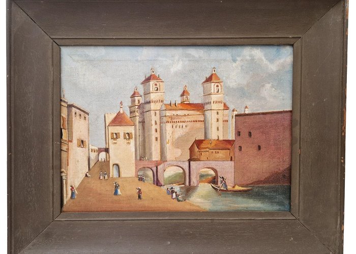 Este Castle Este Castle of Ferrara Italy Oil Painting, Antique Italian ... photo