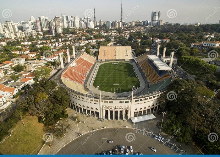 Pacaembu Stadium Sao Paulo, SP, Brazil, August, 2017. Aerial View of the Municipal ... photo