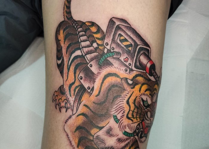 Armando de Salles Oliveira Stadium Cyborg tiger, by me. Done at Orphans Tattoos, Campo Grandes ... photo