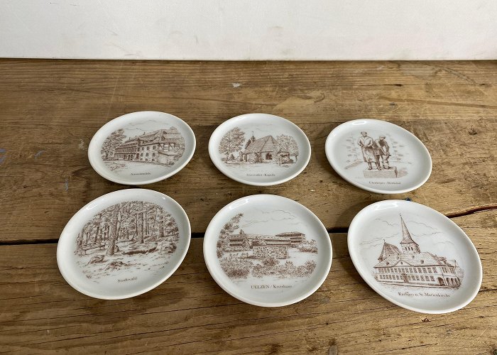 Saint Marienkirche Vintage Set of 6 Brown and White Germany Souvenir Design Coasters ... photo